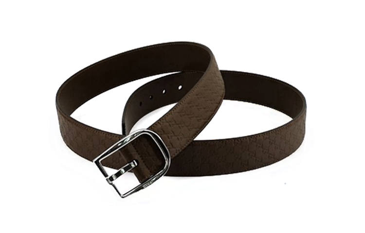 GUCCI GG Cow Leather Belts Men's Dark Coffee Width 4cm