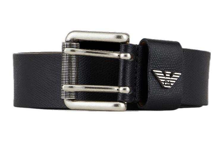 EMPORIO ARMANI Men's Palm Pattern Leather Belt Leather Belts Men's Width 4cm