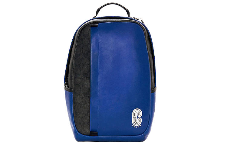 COACH COACH Edge Coated Canvas With Calfskin Backpack Men's Black & Blue