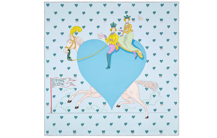 HERMES HERMES Tea Time Scarves Women's Blue