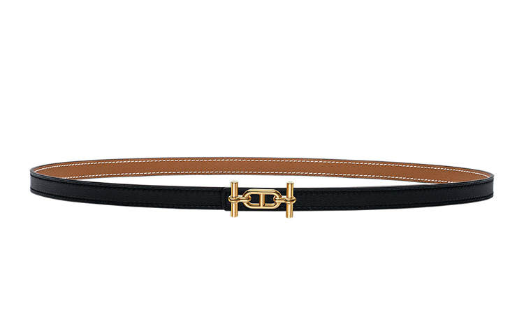 HERMES Ancre Calfskin Leather Belts Women's Width 1.3cm