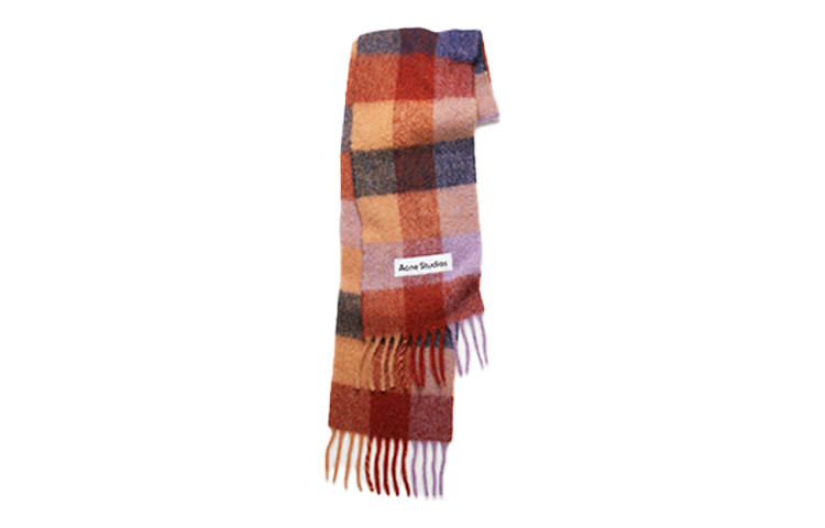 Acne Studios Acne Studios Alpaca Knit Scarves Unisex Brown/Lilac/Marine Blue