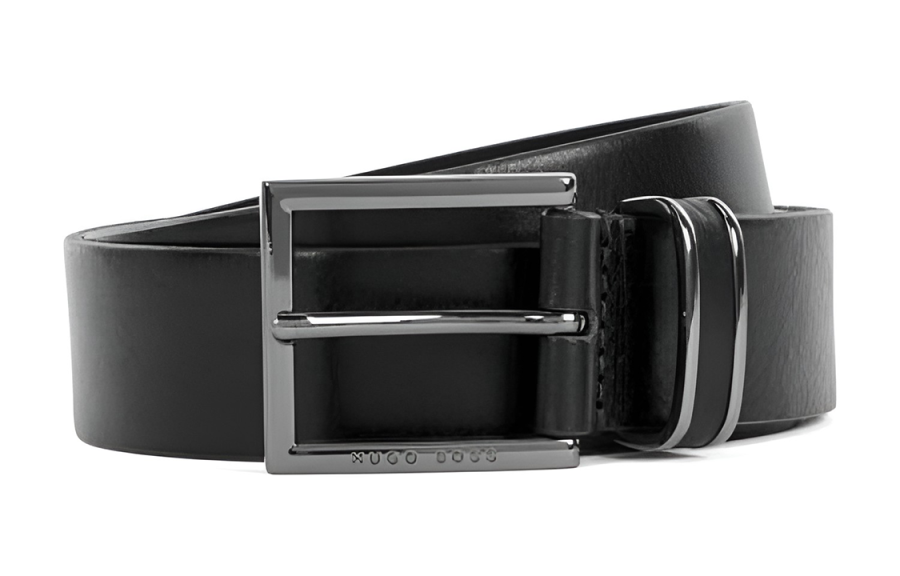 HUGO BOSS Leather Belts Men's Black Width 3.5cm