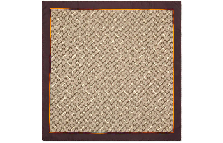 GUCCI Gg Horsebit print Silk Scarf