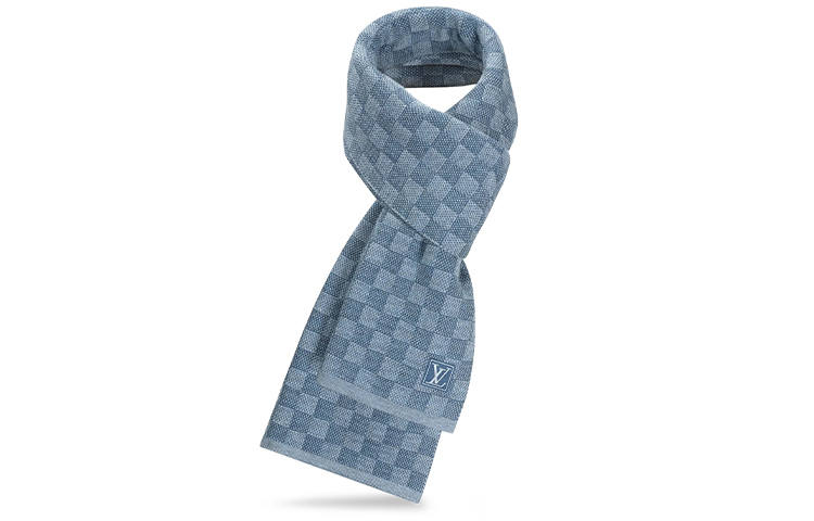 LOUIS VUITTON LOUIS VUITTON Checkerboard Wool Knit Scarves Men's Blue