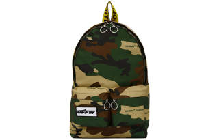 OFF-WHITE OFF WHITE Fabric Yellow Warning Line Bag Strap Backpack Unisex Green Camouflage