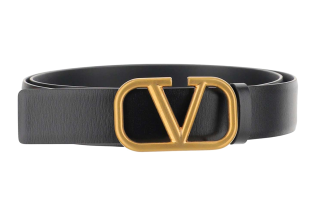 Valentino Leather Belts Men's Black Width 3cm