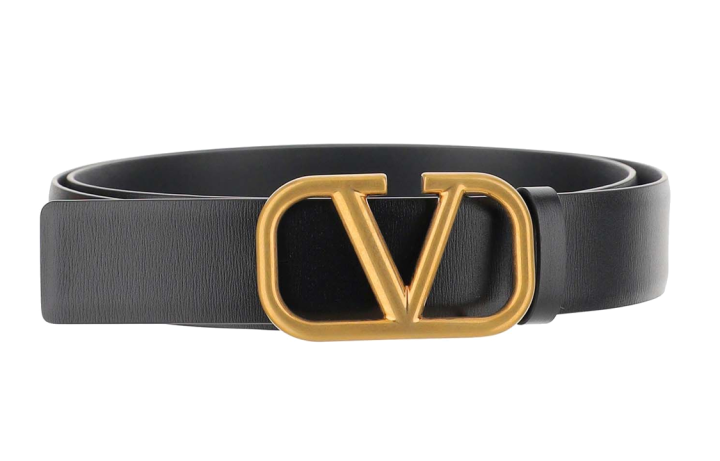 Valentino Valentino Leather Belts Men's Black Width 3cm