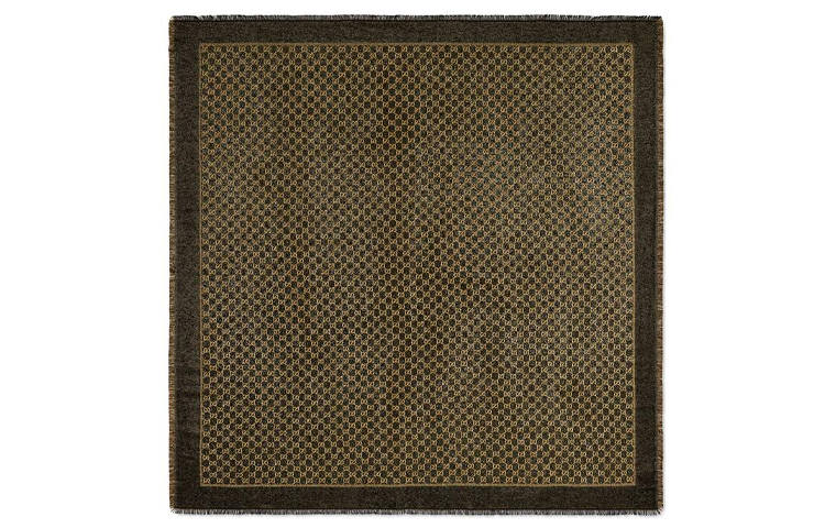 GUCCI Knit Scarves Women's Black/Yellow Gold Silver