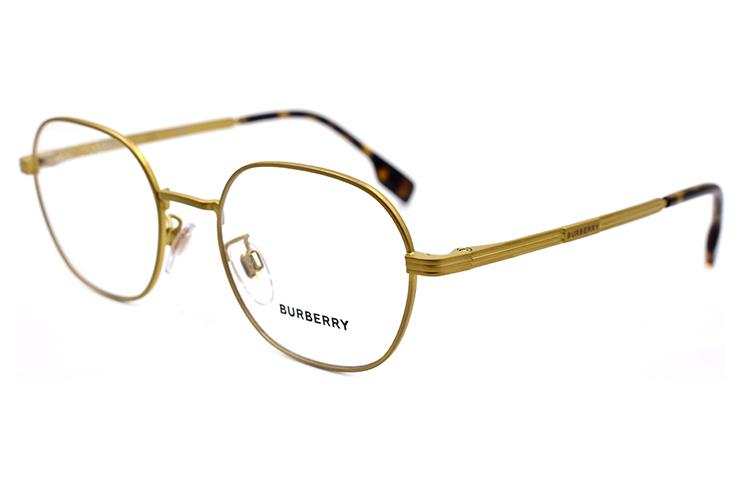 Burberry Alloy Oval Prescription Glasses Men's Golden Copper