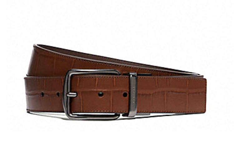 COACH COACH Calfskin Leather Belts Men's Brown Width 3.8cm
