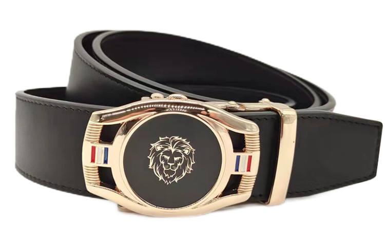 FREE RABBITⅡ FREE RABBITⅡ Front Animal Pattern, Automatic Buckle Cow Leather Belts Men's Black Box