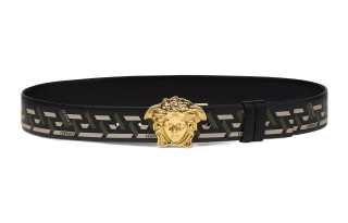 VERSACE Leather Belts Men's Black