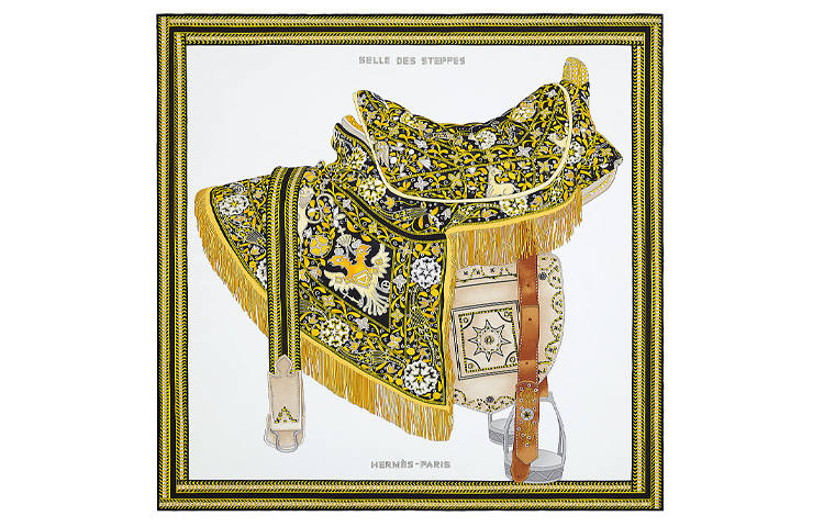 HERMES HERMES Scarves Unisex Black Gold Colorway
