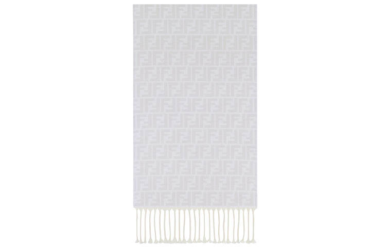 FENDI Cashmere Scarves Unisex Gray White
