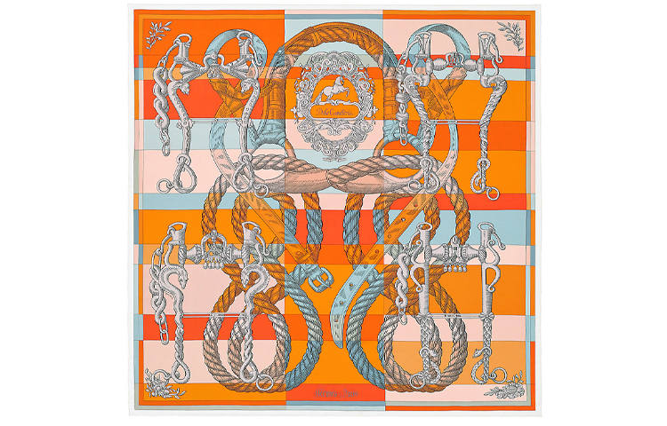 HERMES Della Cavalleria Scarves Women's Orange