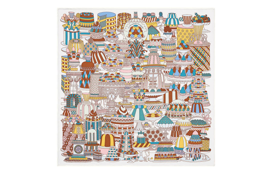 HERMES Scarves Women's White/Brown/Green