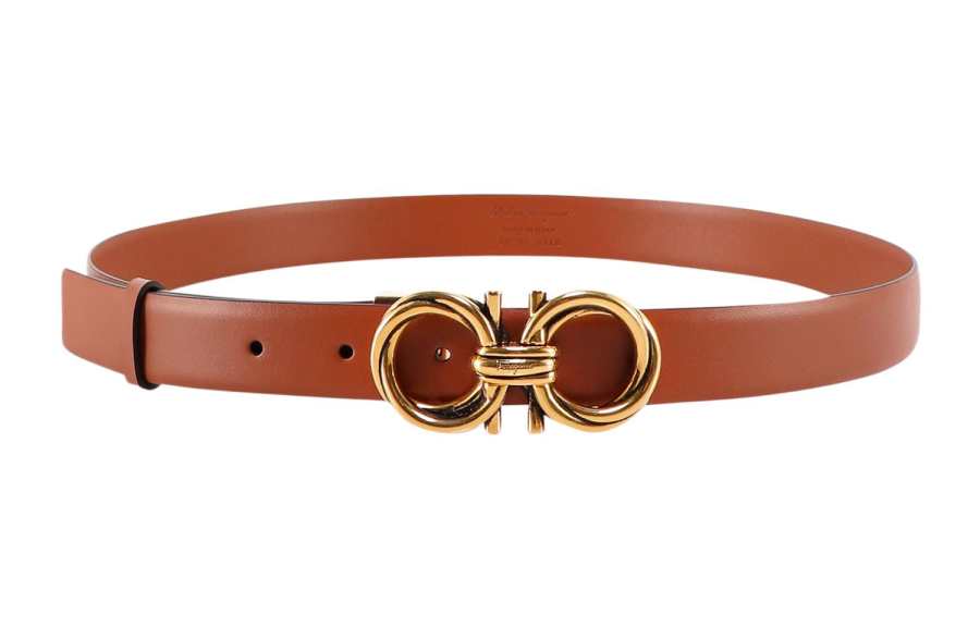 Ferragamo FERRAGAMO Leather Belts Women's Brown Width 2.5cm