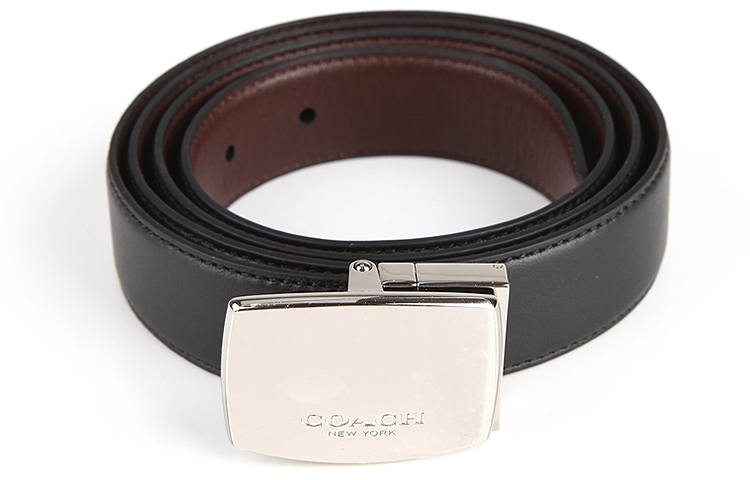 COACH COACH Leather Belts Men's Black/Brown Width 2.8cm