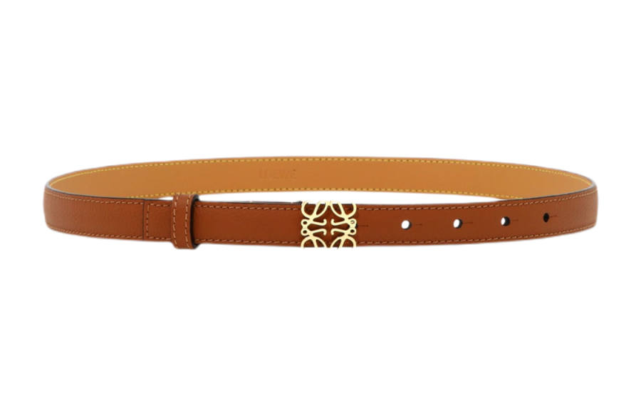 LOEWE Cow Leather Belts Women's Caramel Brown/Gold Width 2cm