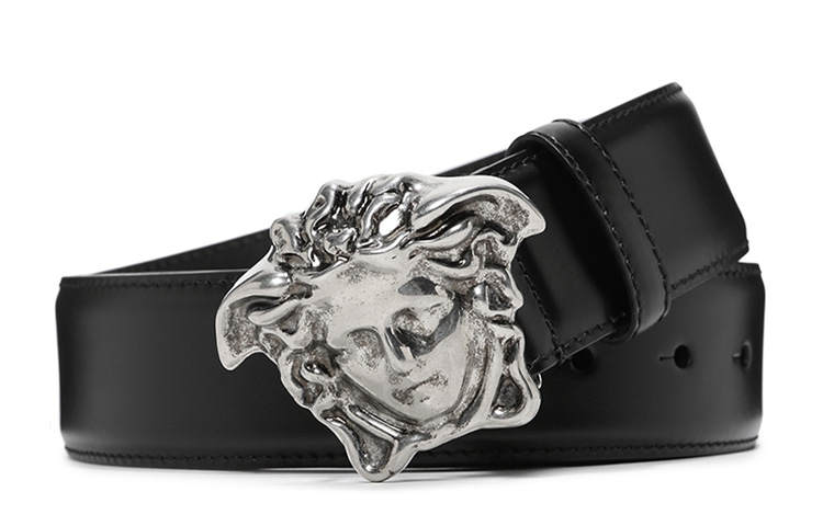 VERSACE VERSACE Medusa Cow Leather Belts Men's Width 3.8cm