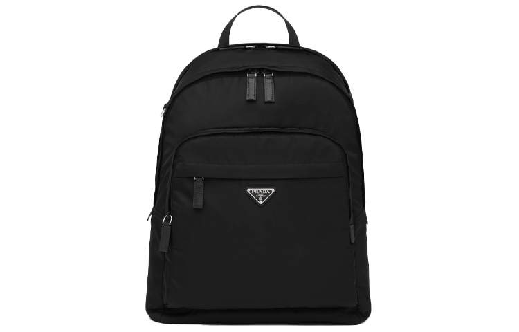 PRADA PRADA Fabric With Recycled Nylon Saffiano Leather Detail Backpack Regular Men's Black