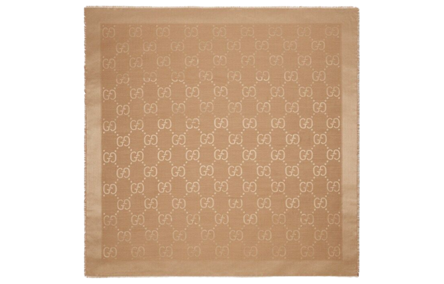 GUCCI Gg Jacquard Frayed Edge Shawl