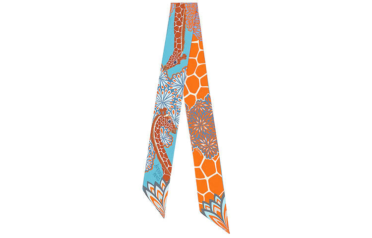 HERMES HERMES Scarves Women's Orange Blue Multicolor
