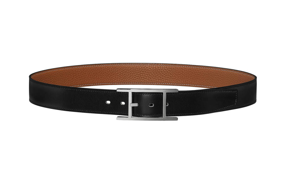 HERMES HERMES Quentin Calfskin Leather Belts Men's Width 3.2cm