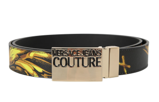 VERSACE JEANS COUTURE Cow Leather Belts Men's Black Width 3.5cm