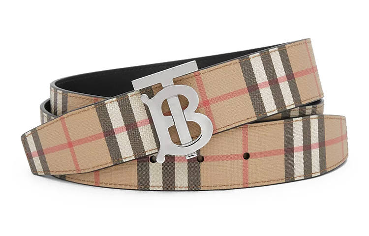 Burberry Burberry Canvas Leather Belts Men's Beige Width 3.5cm