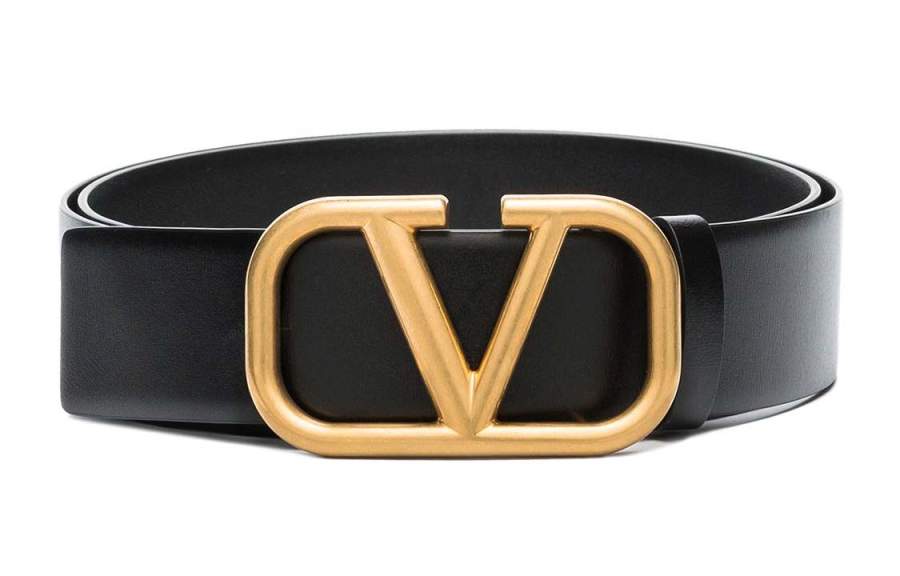 Valentino Valentino Leather Belts Men's Black Width 4cm