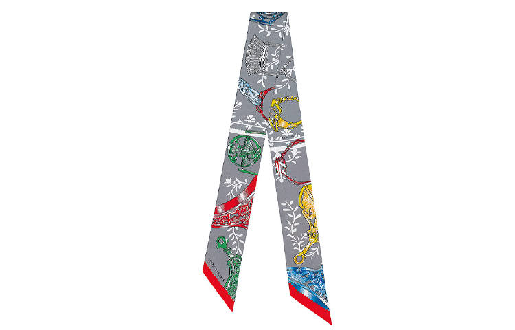 HERMES HERMES Twilly Scarves Unisex Gray