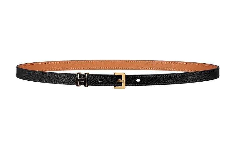 HERMES POP H Calfskin Leather Belts Women's Black Width 1.5cm
