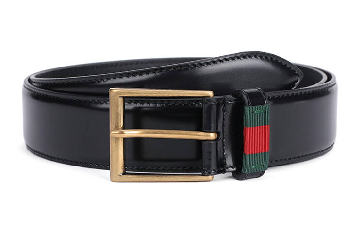 GUCCI Cow Leather Belts Unisex Black 3.5cm