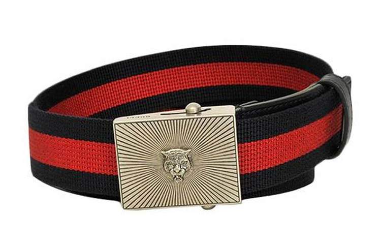 GUCCI GUCCI Metal Leather Belts Men's Red Width 3.5cm