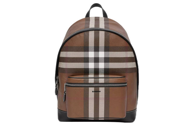 Burberry Leather Detail Backpack Unisex Dark Birch Brown/Multicolor Plaid