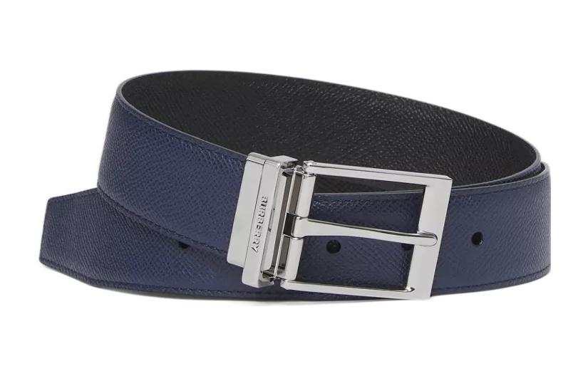 Burberry Cow Leather Belts Men's Marine Blue/Black Width 3.5cm