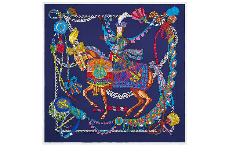 HERMES HERMES Scarves Unisex Dark Blue