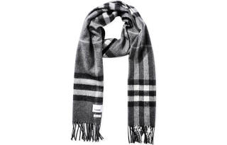 Burberry Cashmere Knit Scarves Unisex Black Gray