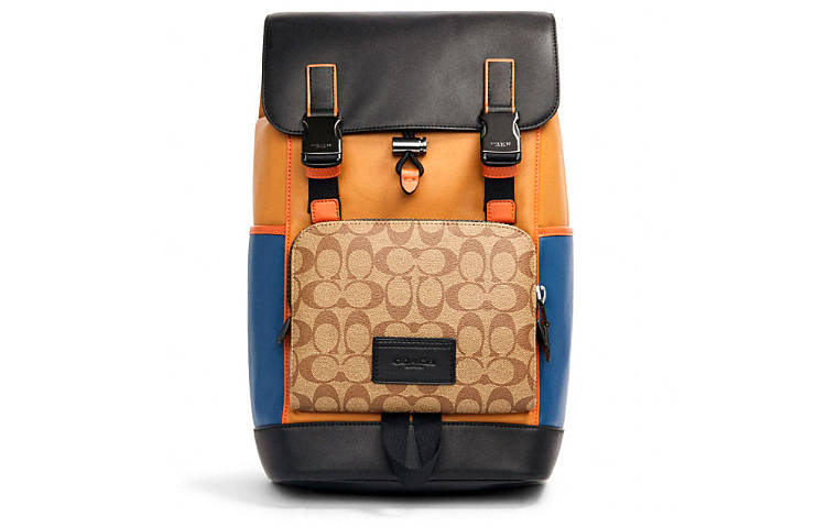 COACH COACH Track Canvas Backpack Men's Light Toffee \ Mixed Khaki