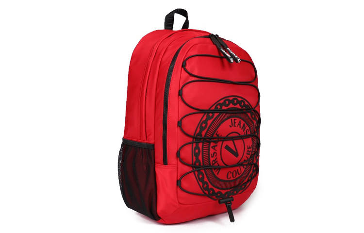 VERSACE JEANS COUTURE Print Polyester Backpack Men's Red Black
