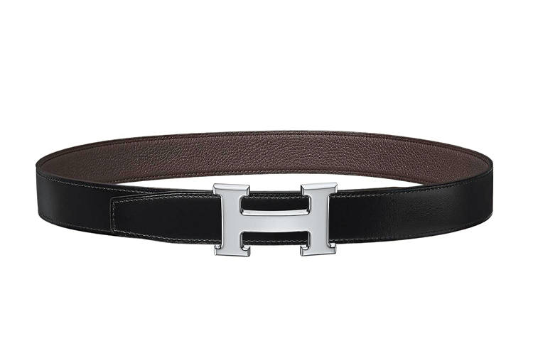 HERMES HERMES Constance Calfskin Leather Belts Men's Width 3.2cm