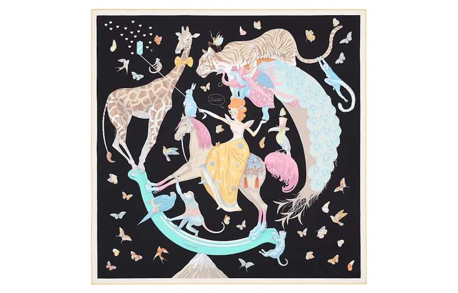 HERMES HERMES Silk Scarves Unisex Black