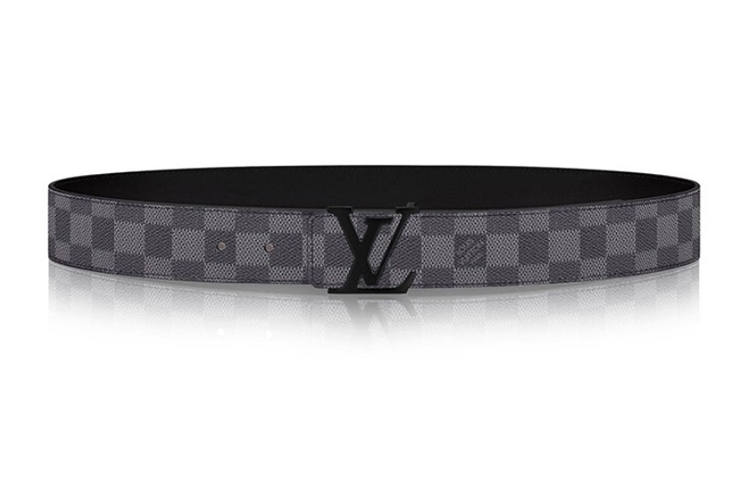 LOUIS VUITTON LOUIS VUITTON Damier Canvas Leather Belts Unisex Black Width 4cm