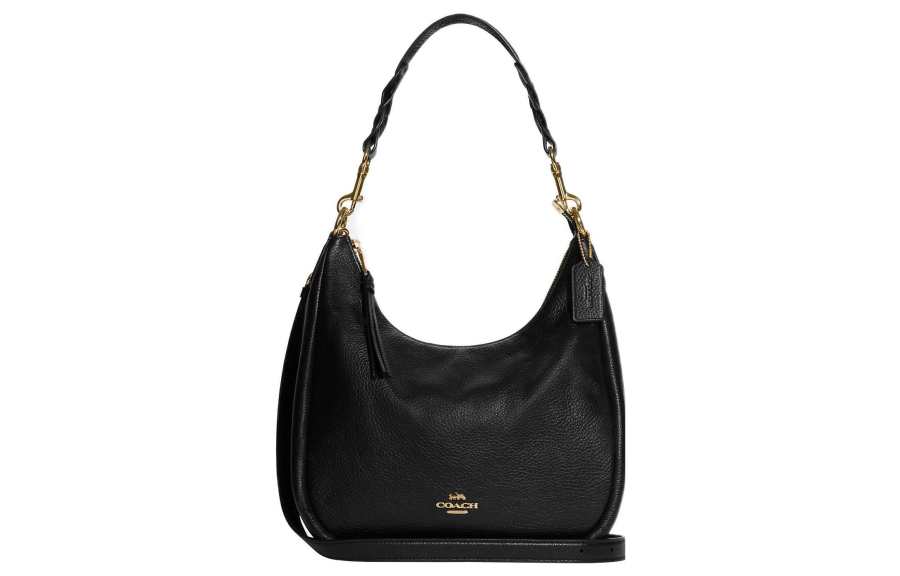COACH Pebbled Leather Shoulder Bag, Handbag, Shoulder Bag Women's Black