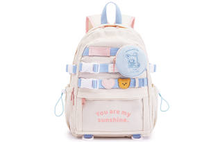 Sound For Life Nylon Fabric Backpack Women's Blue White Pink/Yellow White/Purple
