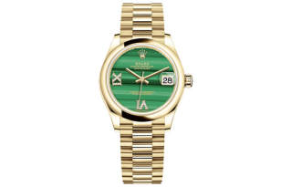 ROLEX K Automatic Mechanical Movement Women's Watch 31mm Green Dial 18ct Gold Strap