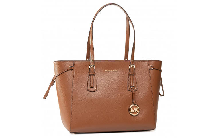 MICHAEL KORS Voyager Leather Catfish Bag, One Shoulder Handbag Medium Women's Brown