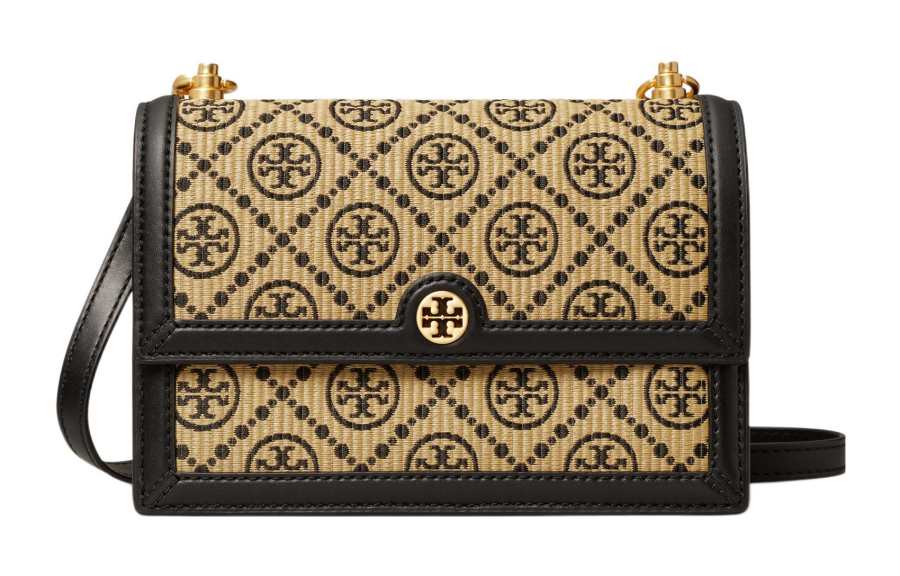 TORY BURCH T Monogram Leather Trunk Bag, Shoulder Bag, Crossbody Bag Small Women's Black